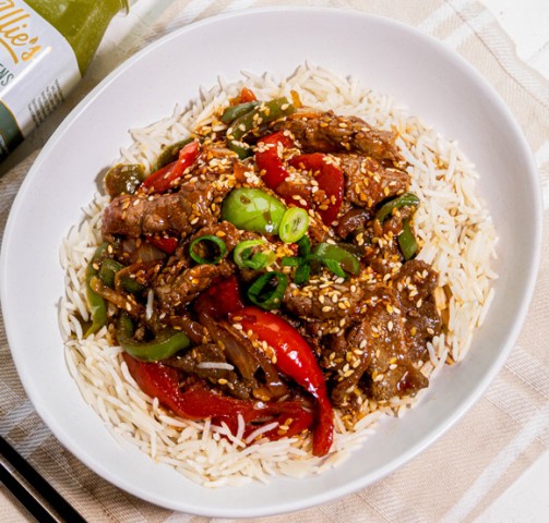 Vegan Mongolian Beef & Basmati Rice